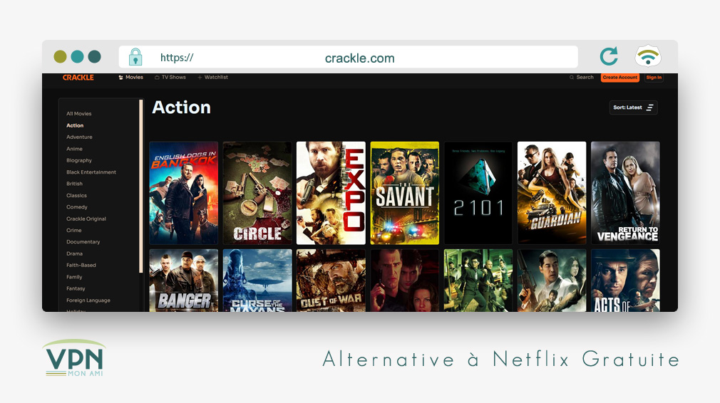 Illustration : Alternative a netflix gratuite crackle