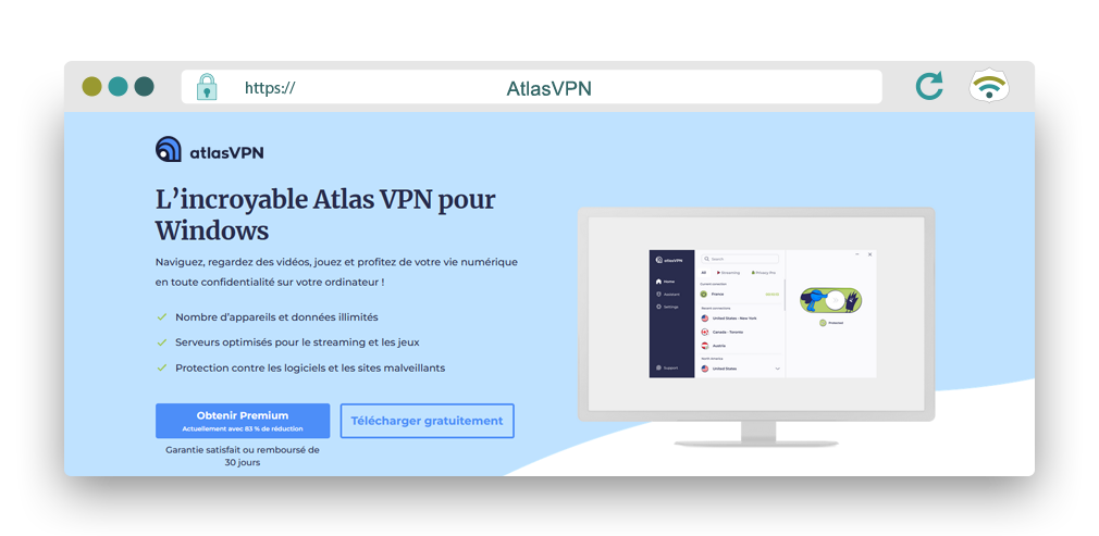 Illustration : Le nouveau VPN gratuit pour pc d'Atlas VPN