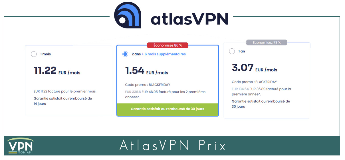 Illustration : Atlas VPN prix octobre 2023