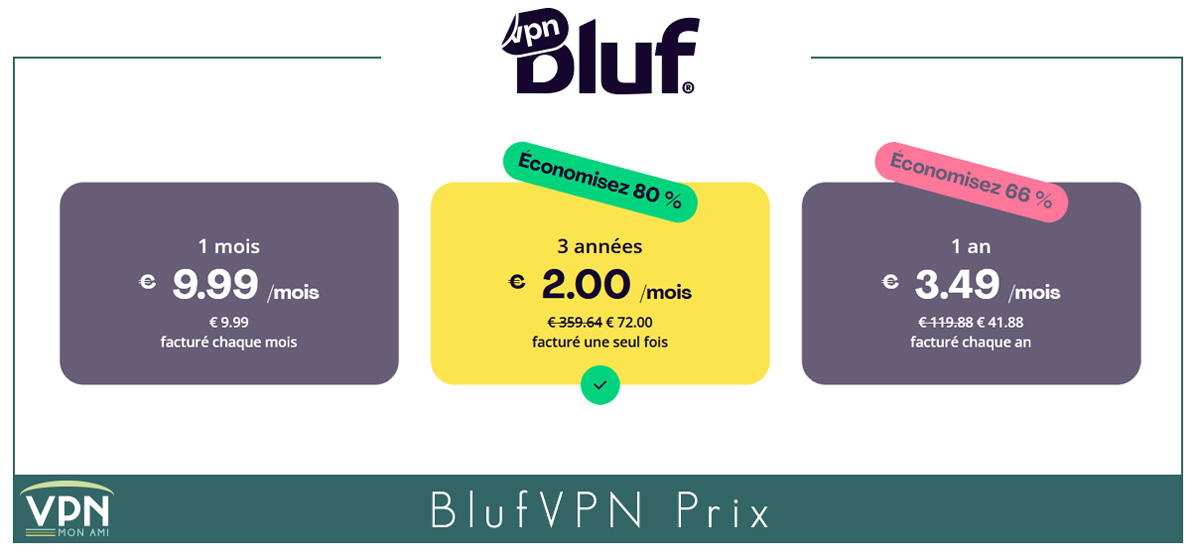 Illustration : Prix de BlufVPN