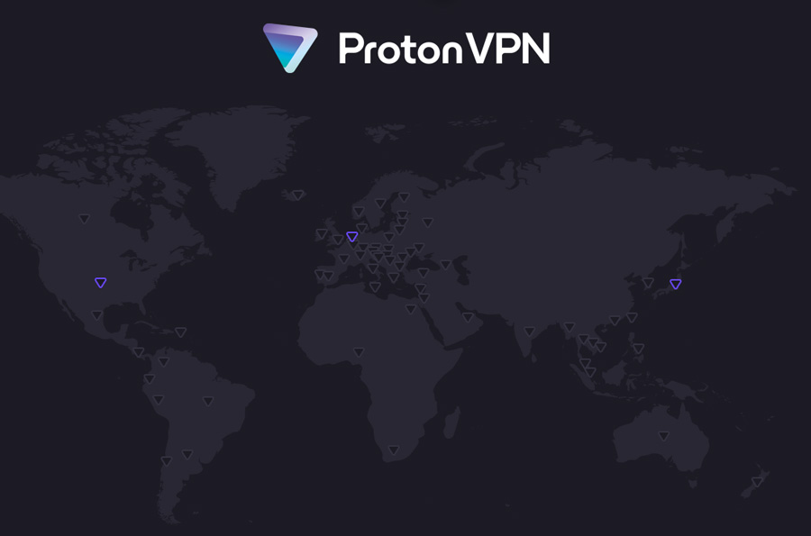 Illustration : Carte avec les emplacements serveurs VPN de ProtonVPN