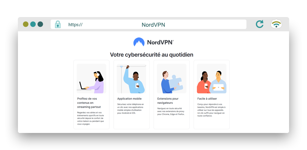 Illustration : Choisir NordVPN comme réseau privé virtuel.