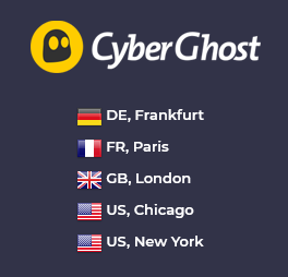 Illustration : Pays disponibles pour une IP statique dédiée chez CyberGhost