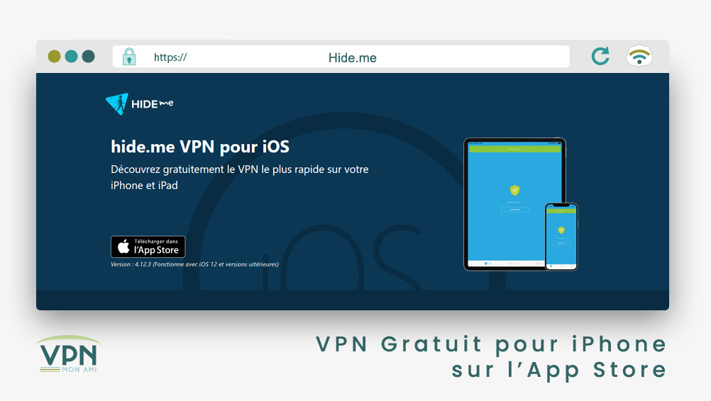 Illustration : hide.me VPN gratuit pour iPhone dispo sur l'App Store