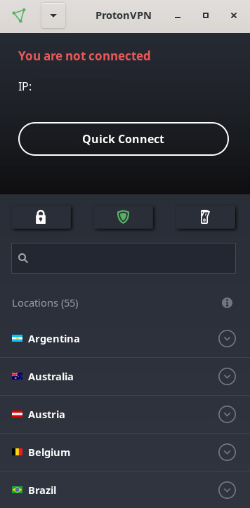 Illustration : Interface application VPN Linux ProtonVPN