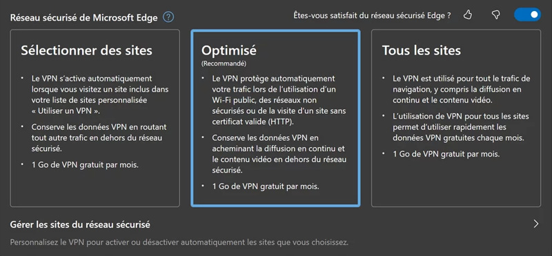 Illustration : Interface du VPN de Edge