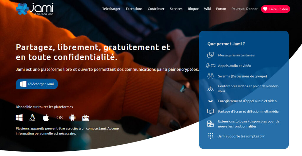 Illustration : Jami plateforme gratuite de visioconférence