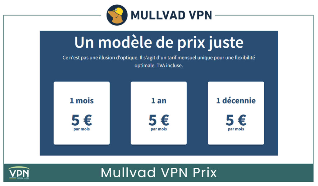Illustration : prix Unique de Mullvad VPN