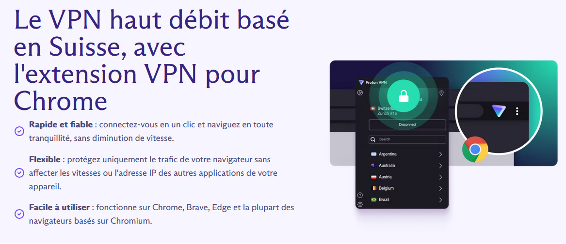 Illustration : Nouvelle extension VPN pour Chrome de ProtonVPN