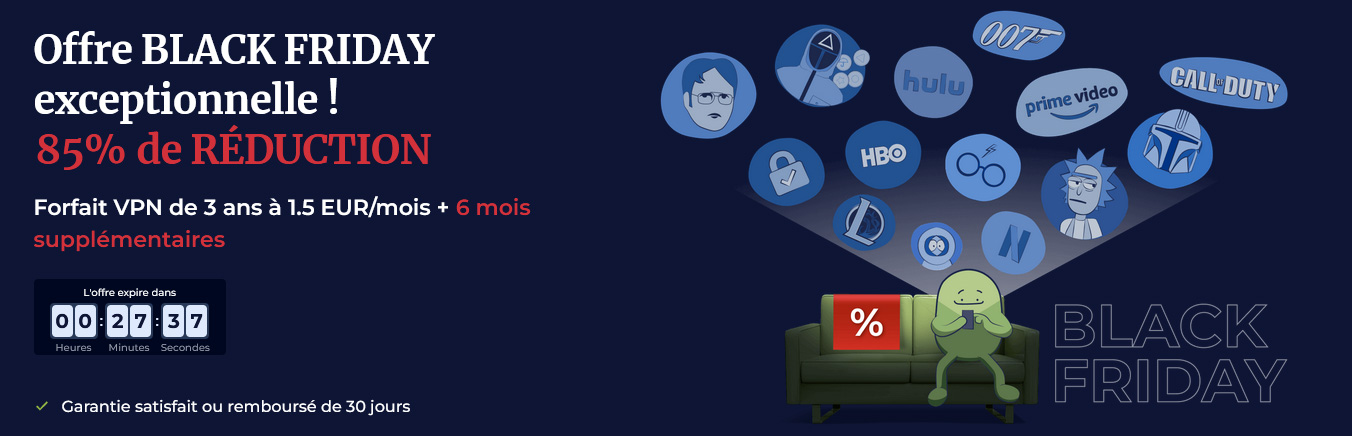 Illustration : Promotion d'atlasVPN pour le Black Friday