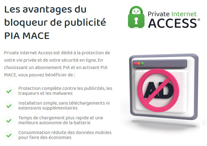 Illustration : PIA Mace, l'adbloqueur de Private Internet Access