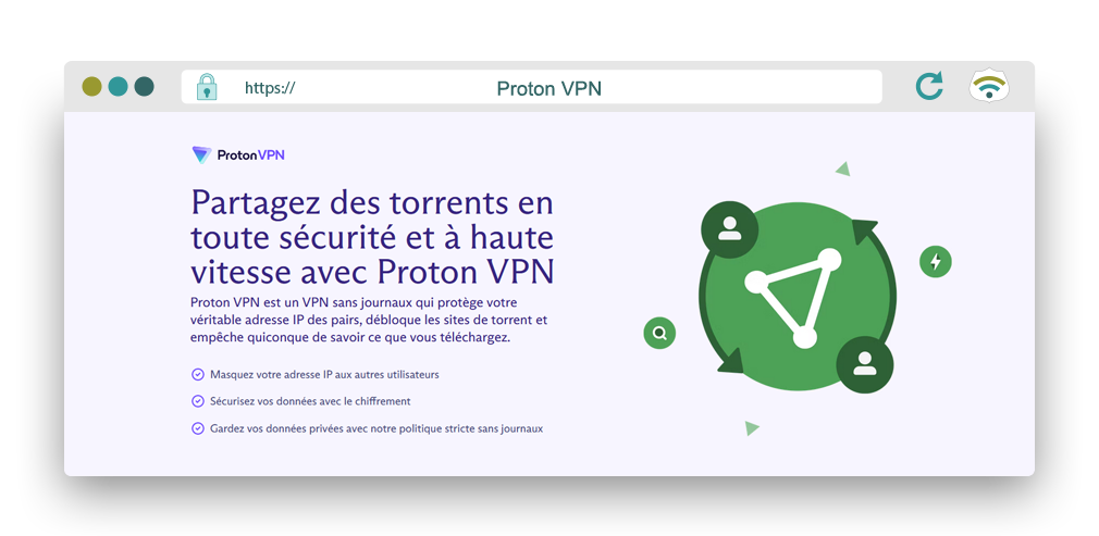 Illustration : Partagez des torrents en toute sécurité avec Proton VPN.