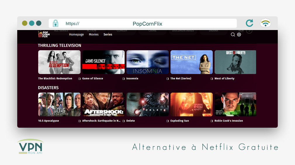 Illustration : PopCornFlix Alternative a netflix gratuite