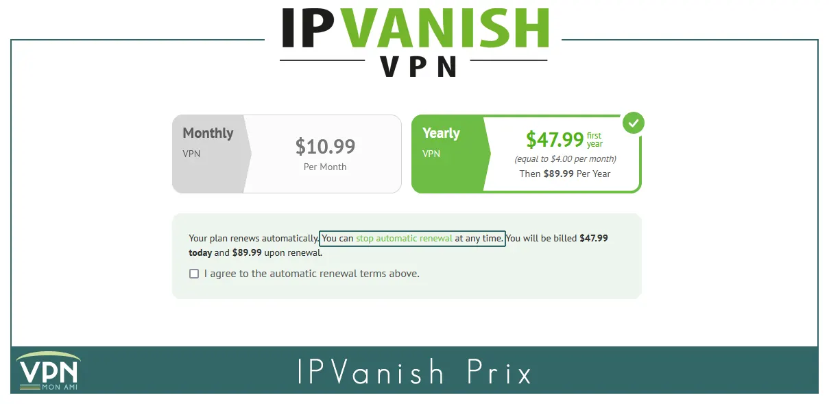 Illustration : Prix du VPN IPVanish