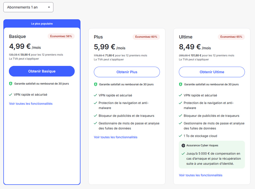 Illustration : prix des forfaits de NordVPN pour 1 an pour la rentrée des classes 2025