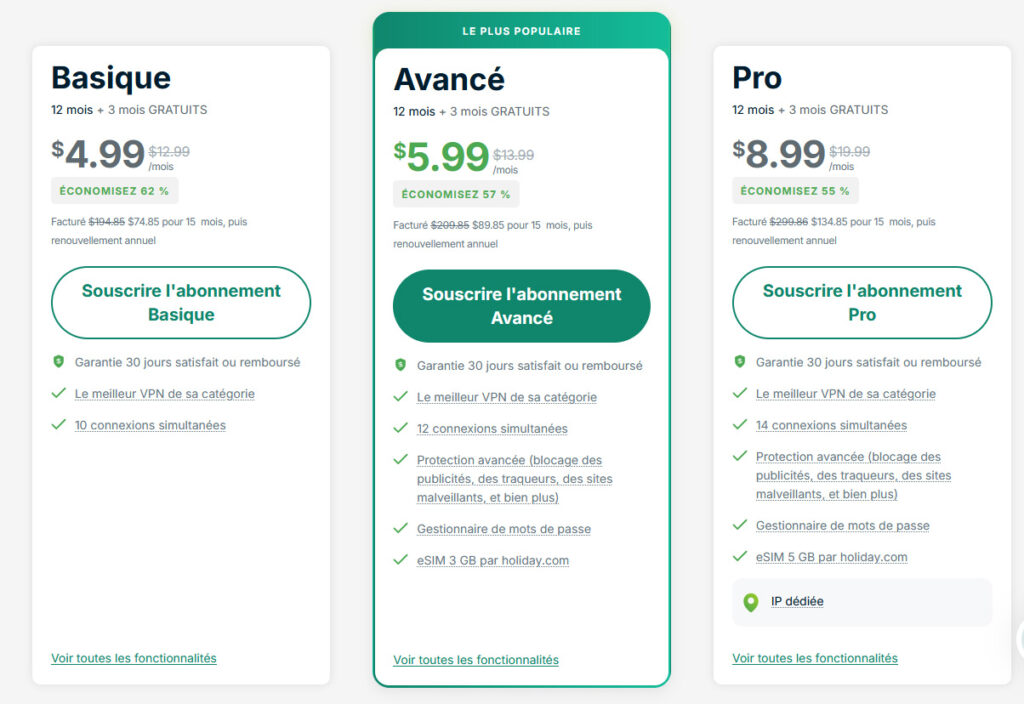 Illustration : prix d'expressVPN pour un abonnement de 1 an