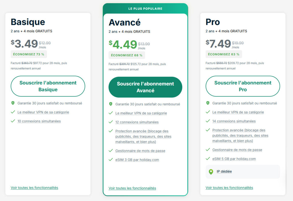 Illustration : prix d'expressVPN pour un abonnement de 2 ans