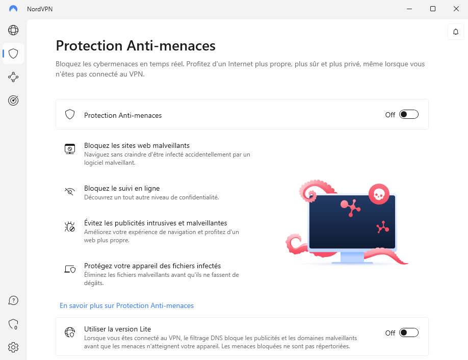 Illustration : Protection Anti-Menace de NordVPN