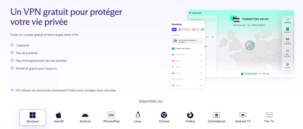 Illustration : Proton VPN gratuit à télécharger