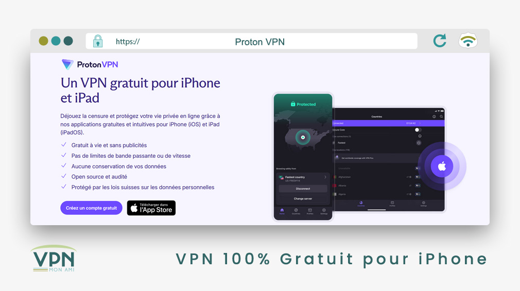 Illustration : Proton VPN gratuit pour iPhone