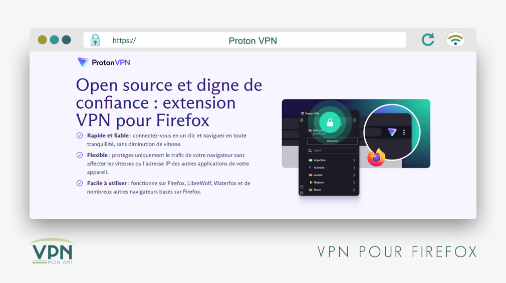 Illustration : ProtonVPN pour Firefox