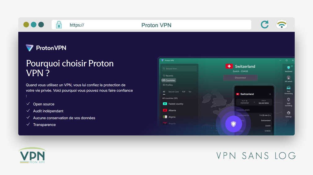 Illustration : Proton VPN sans log certifié