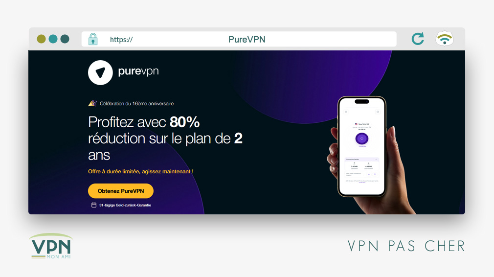 Illustration : PureVPN, le VPN le moins cher