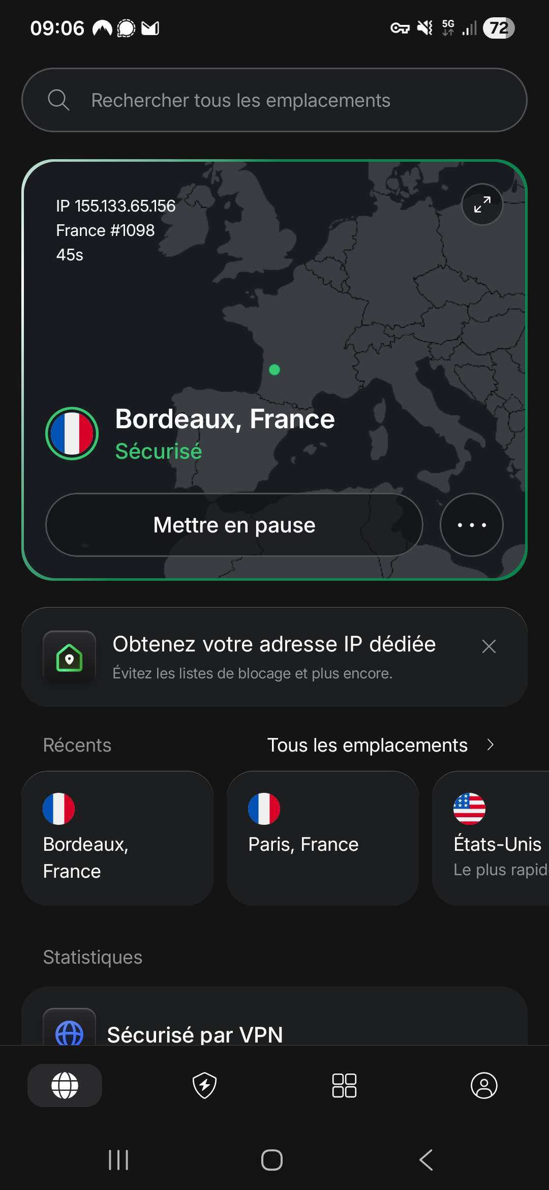Screenshot 1 NordVPN Android 9