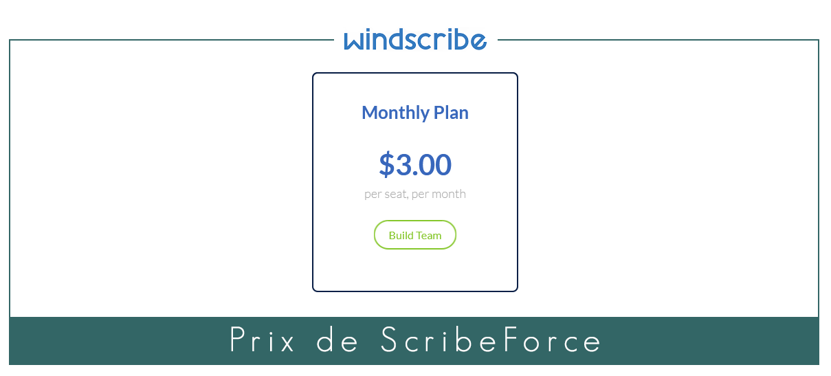 Illustration : Prix du VPN d'entreprise de Windscribe