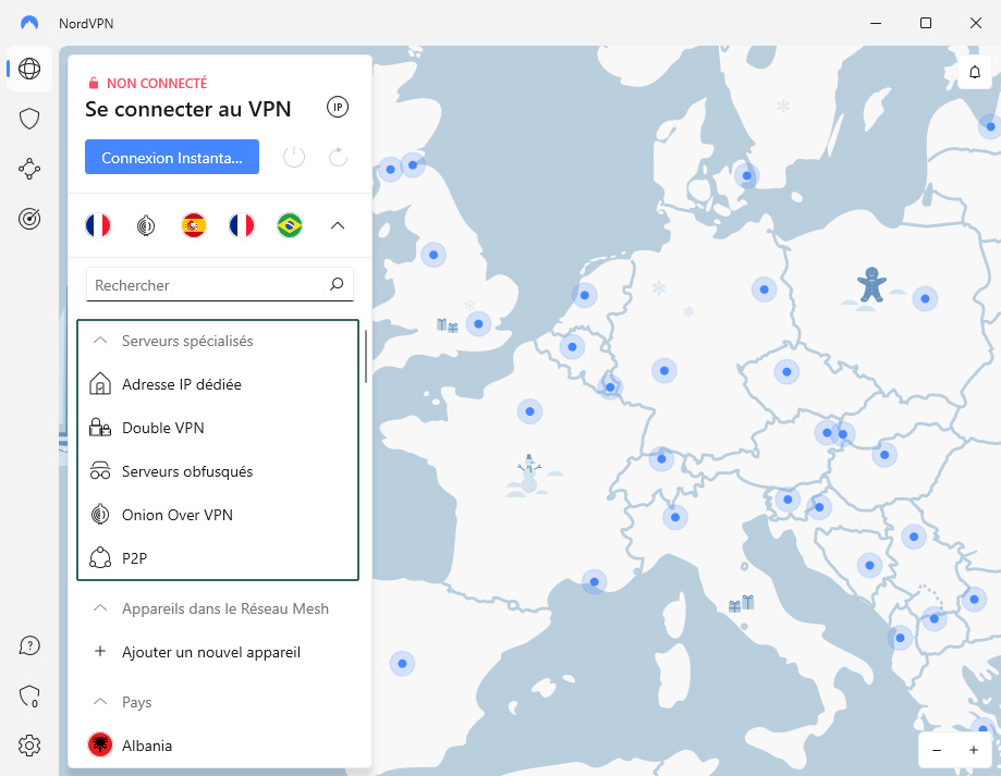 Illustration : Serveurs spéciaux de NordVPN