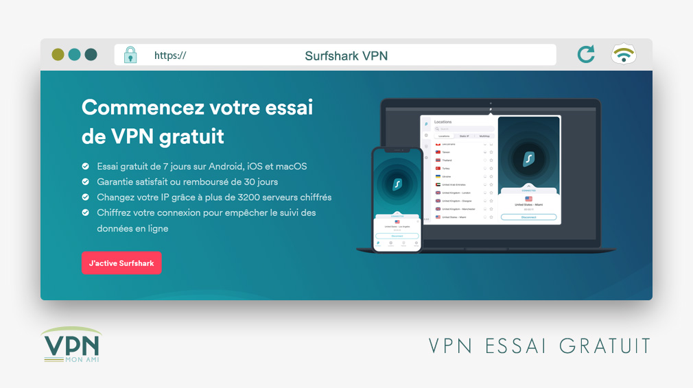 Illustration : Surfshark VPN essai gratuit