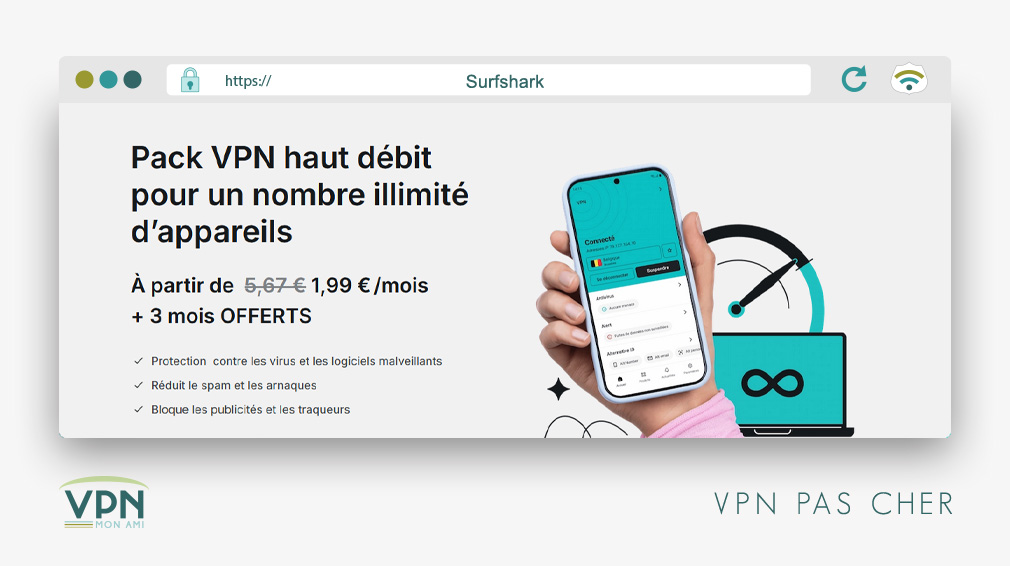 Illustration : Surfshark VPN pas cher