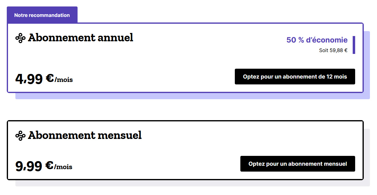 Illustration : tarif de Mozilla VPN pour 2023