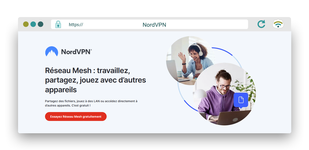 Illustration : Téléchargez NordVPN gratuitement et disposez de son Réseau Mesh.