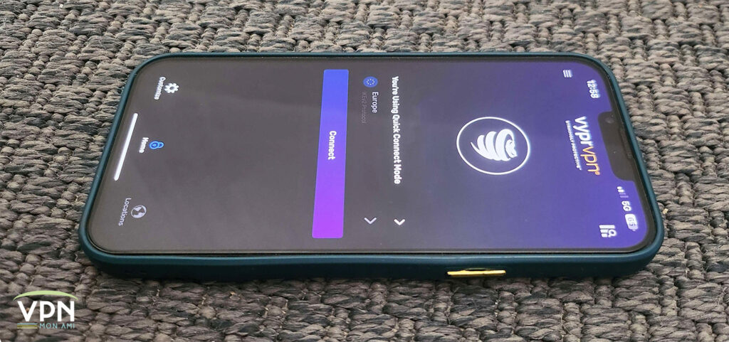 Illustration : Test de Vypr VPN sur iPhone