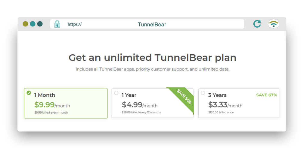 TunnelBear pour 30 jours