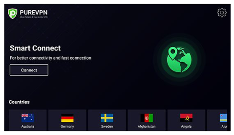 Illustration : Application native de PureVPN pour Android TV