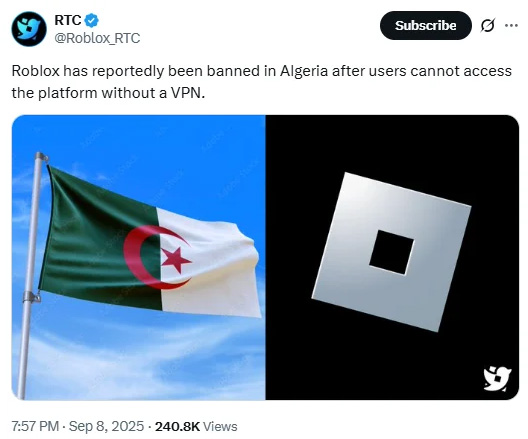 Illustration :Bannissement de Roblox en Algérie