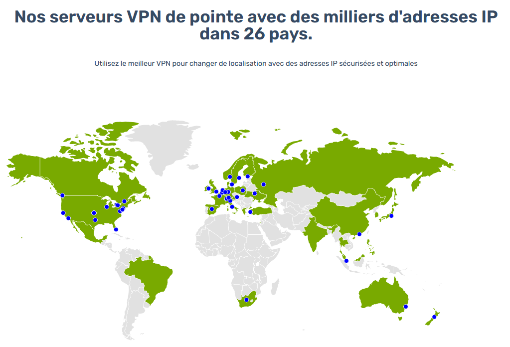 Illustration : carte des serveurs de ZoogVPN