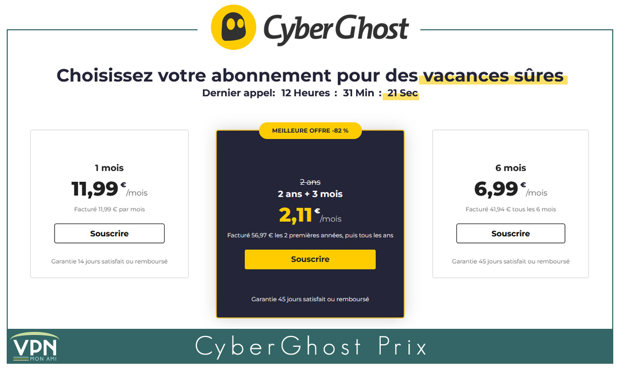 Illustration : CyberGhost prix pour les soldes d'été 2023