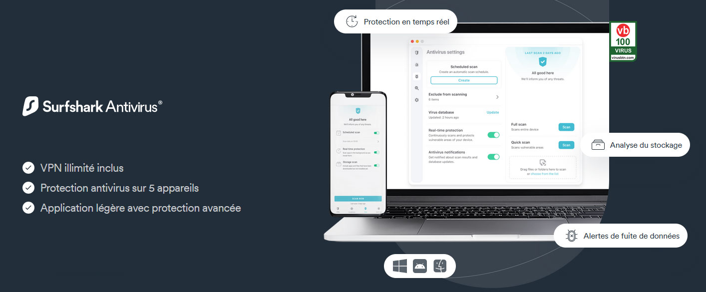 Illustration : découvrez Surfshark Antivirus