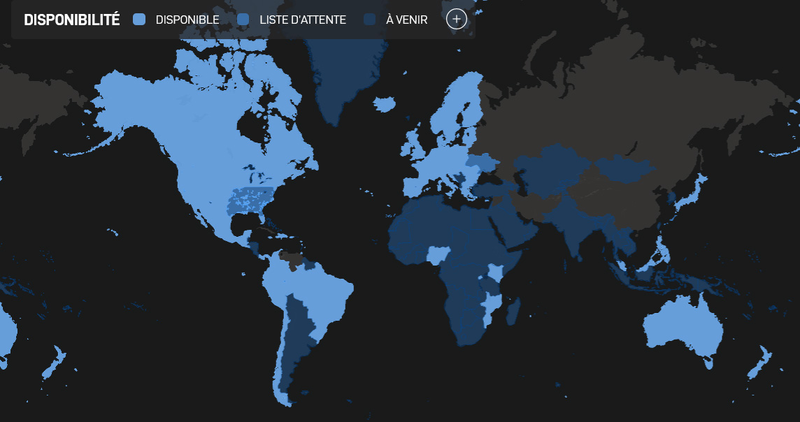 Illustration : état actuel de la couverture de Starlink dans le monde