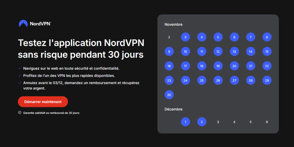 Illustration : garantie de remboursement de NordVPN