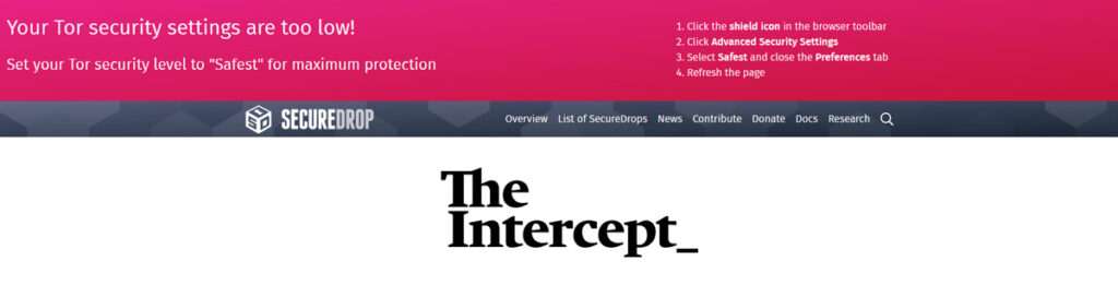 illustration : Site du Dark Web the intercept