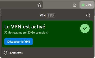 Interface vpn gratuit de Firefox
