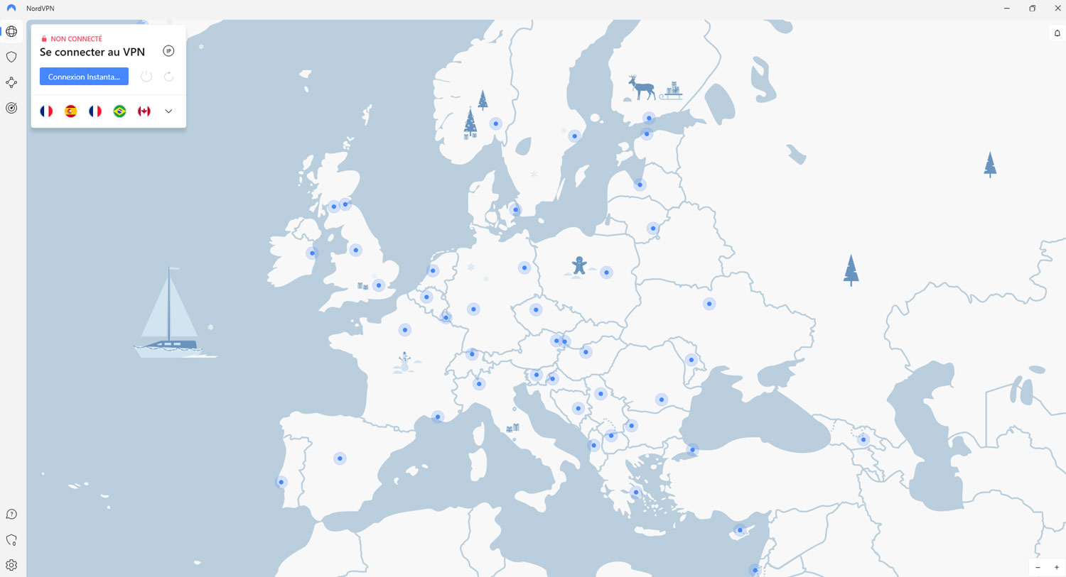 Illustration : Interface de Noël de NordVPN