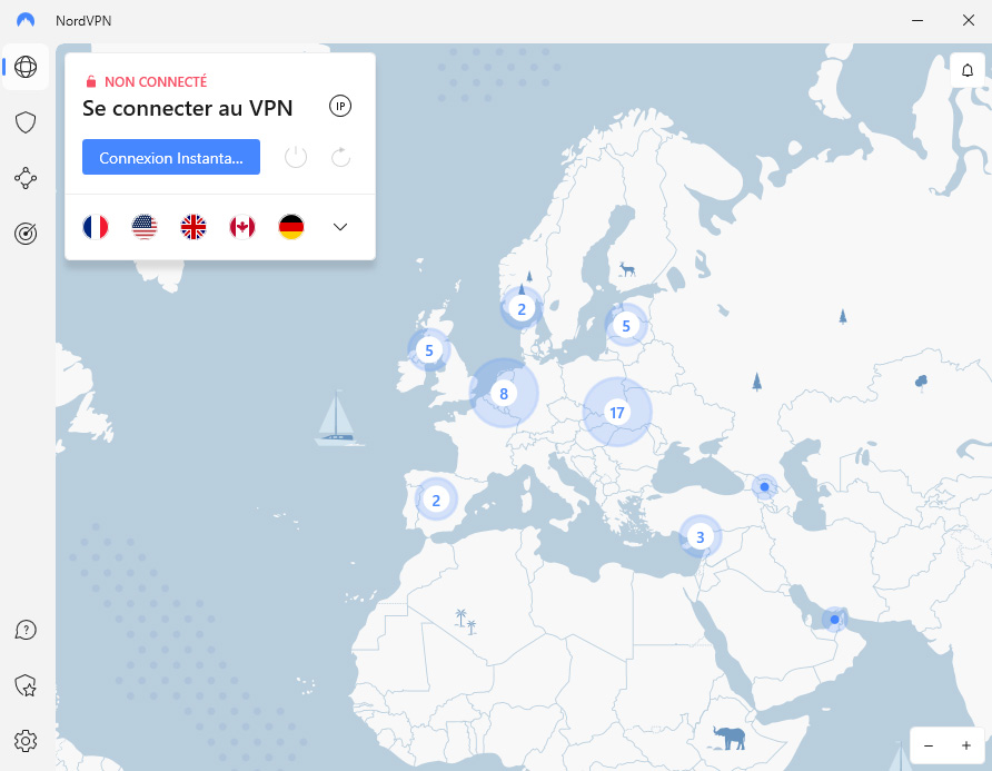 Illustration : Interface 2022 de NordVPN