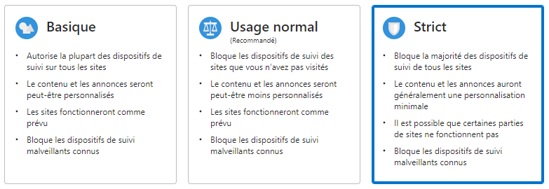 paramètres de confidentialité de Microsoft Edge