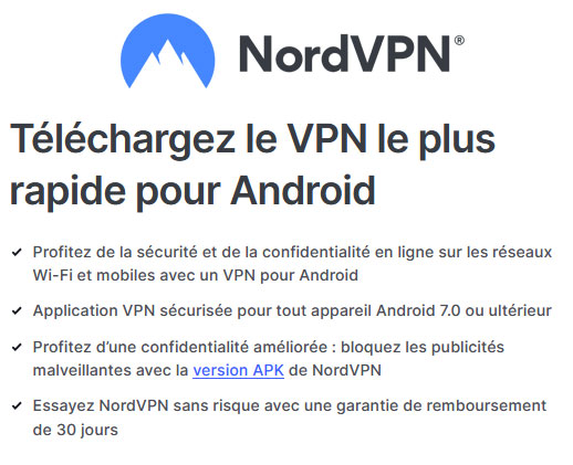 Illustration : NordVPN 30 jours au format APK