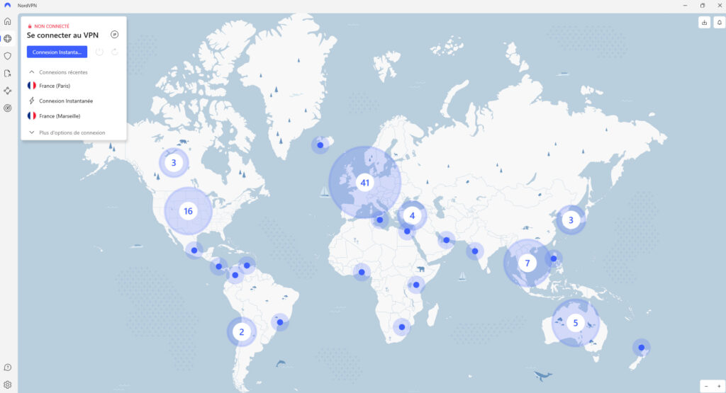 Illustration : Nouvelle carte de NordVPN